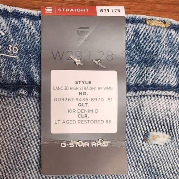 G-Star LANC 3D HIGH STRAIGHT Raw Hem Light Aged Restored 86 Crop Jeans W29 L28 - Picture 10 of 15